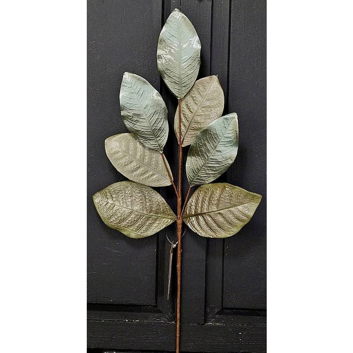 Holiday Depot Inc. - Wholesale Christmas Decoration - ISB63580- 23in Metalic Magnolia Leaves Spray- vintage green1