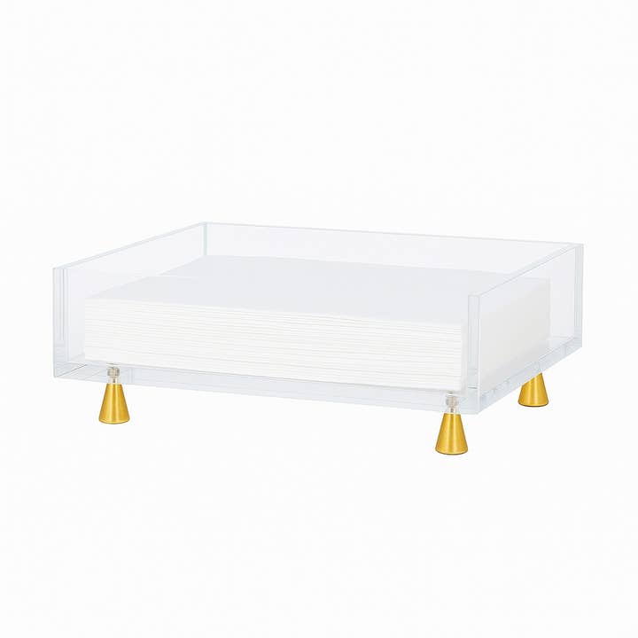 Footed Napkin Holder, Gold - Guest Towel for wholesale by Maven Home