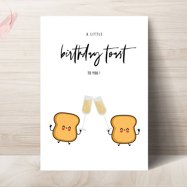 A Little Birthday Toast Pun Funny Greeting Card for wholesale by TipsyCards