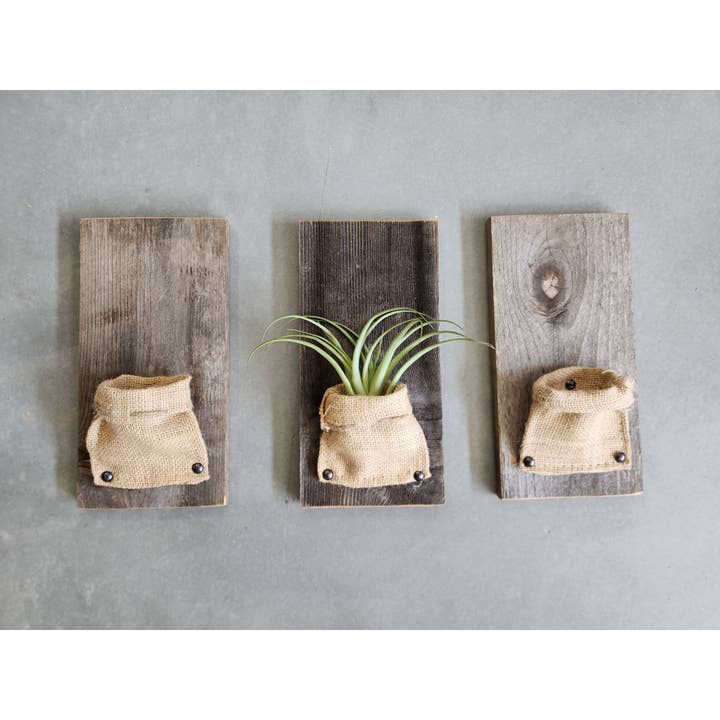 Love Reclaimed - Wholesale Wall Planter - Burlap & Wood Wall Planter (Air Plants Included)