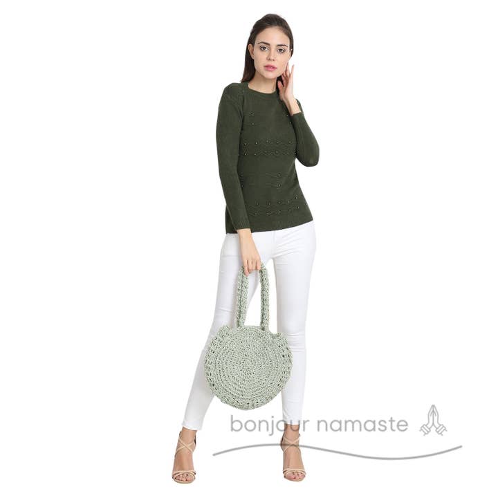 Macrame Sling Bag for Girls | Mint Green Color for wholesale by Bonjour Namaste