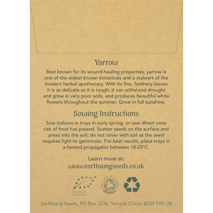 Earthsong Seeds – wholesale Plant seeds – Yarrow: Seed Pack - Organic3