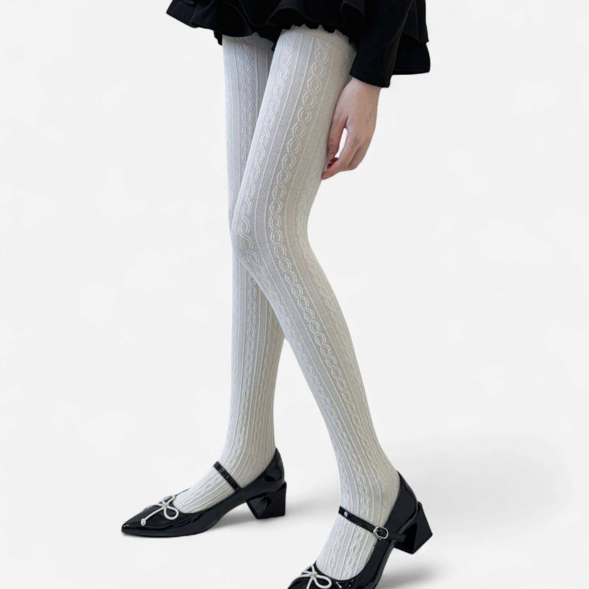 AK Brand - Wholesale Tights - Women's - Cable Knit Patterned Opaque Tights with Soft Stretch Fabric5