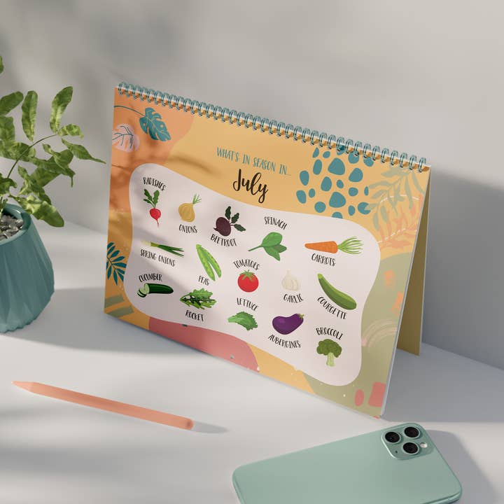 Seasonal Vegetable Desktop Calendar for wholesale by Paper Adventure Co