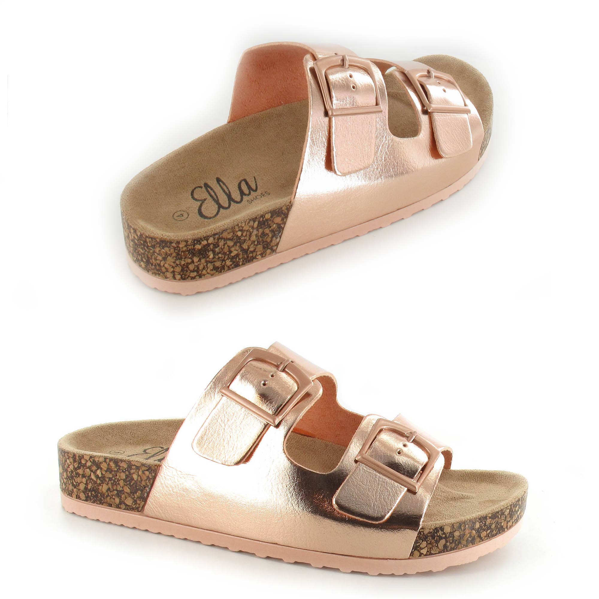 Ella Shoes Ltd – wholesale Sandals – Women's – Bronte: Women's Double Buckle Two Strap Slides5