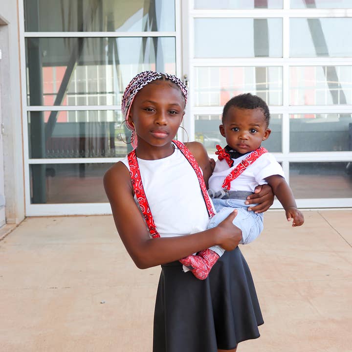 Dapper Xpressions - Wholesale Bretels - Uniseks - Rode bandana, dunne bretels en vlinderdas, handgemaakte formele kleding7