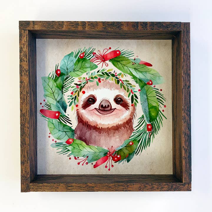 Kerstkrans Luiaard - Leuk vakantiedier - Ingelijst decor voor wholesale door Hangout Home