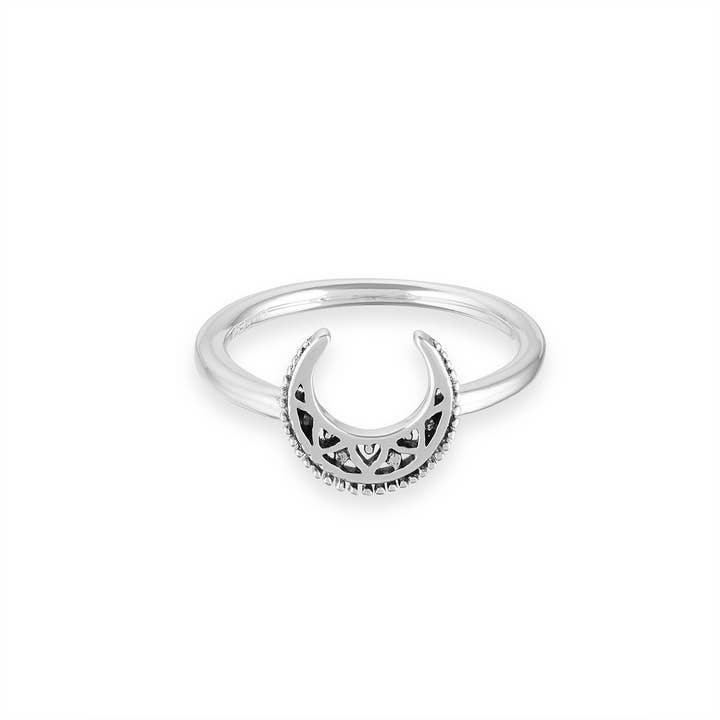 Filigree Crescent Moon Ring (RA 2360) for wholesale by Boma Jewelry