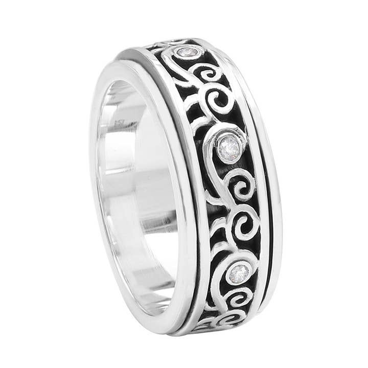 Swarovski Krystal Spinner Ring: 925 Sølv Angst Smykke for engroshandel hos Jay Jools