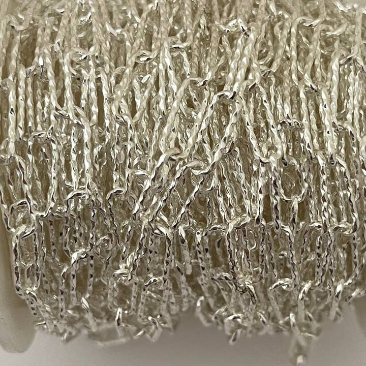 Purity Beads - Wholesale Craft Supplies - 925 Sterling Solid Silver Chain, Rectangular Chain Diamond Cut Wire. Machine made Chain, Size 11.4mmX4.2mm | 1 Foot1