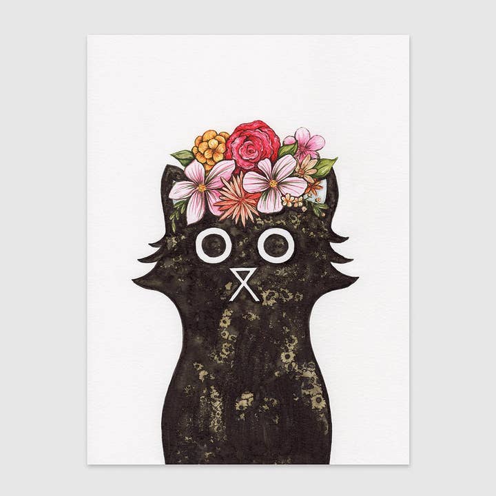 Frida Cat Wall Art Print, Bridesmaid Gift for wholesale by Baldy And The Fidget