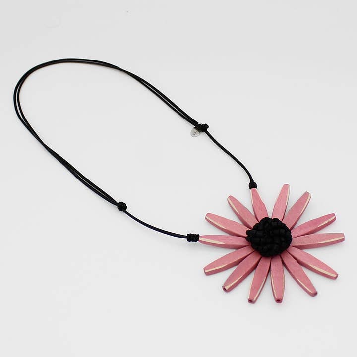 Sylca Designs - Wholesale Pendant/Charm Necklace - Pink Amaya Flower Statement Necklace2