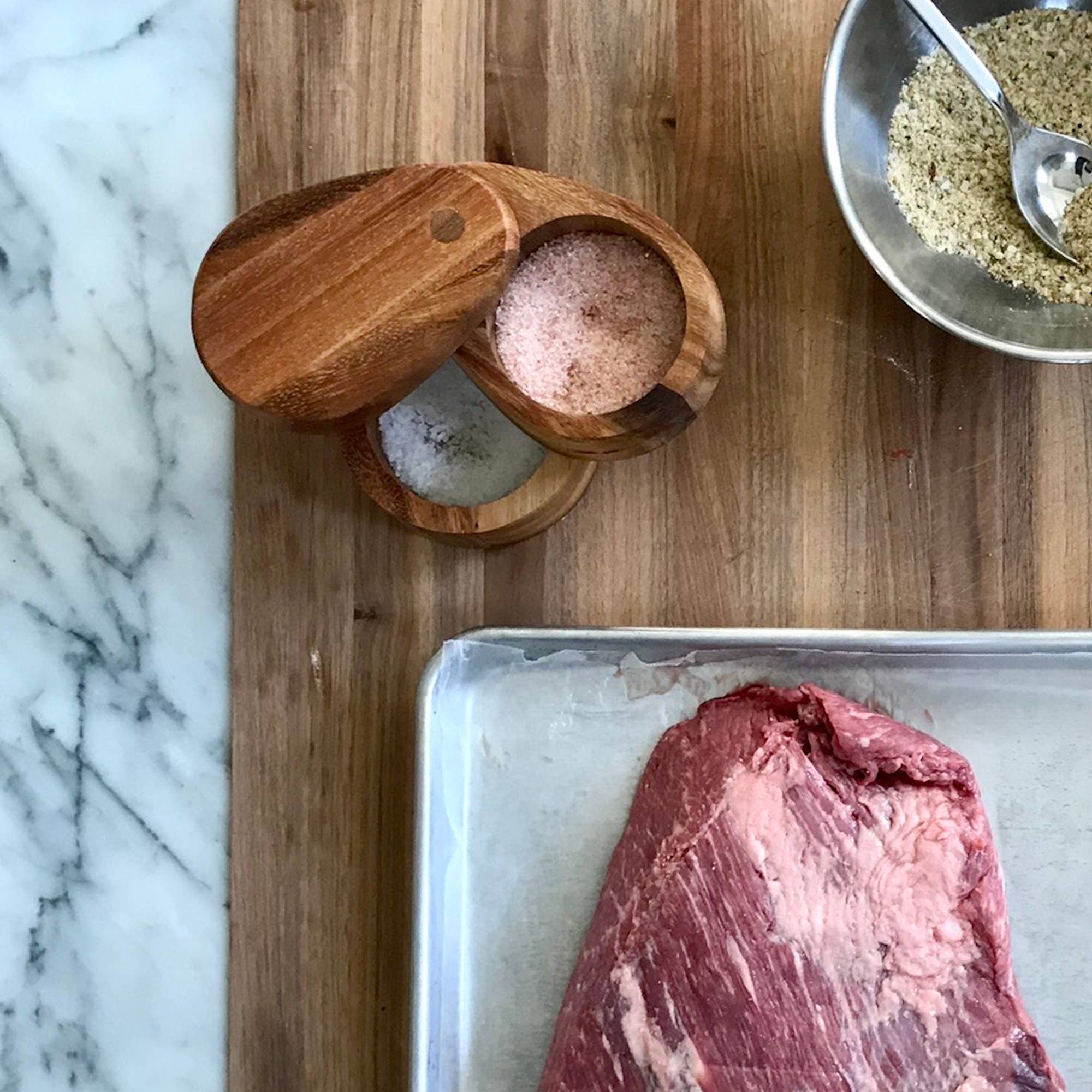 Fox Run Brands – Großhandel Salz- & Pfefferstreuer-Set – Ironwood drehbare Salzbox aus Akazienholz, 10 x 12,7 x 9,5 cm4