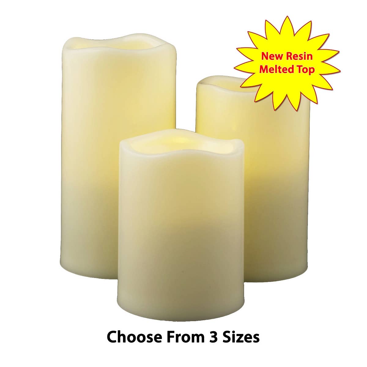 Flipo Group, Ltd. - Vendita all'ingrosso Candela senza fiamma - Candele a colonna LED senza fiamma in resina avorio per uso esterno0