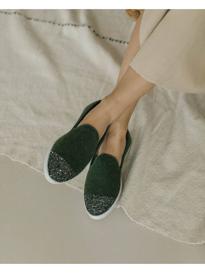 Angarde - Wholesale Slippers - Women's - Women's wool slipper, green sequins3