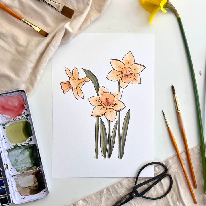 Daffodil Art Print A4 for wholesale by Pippin Prints