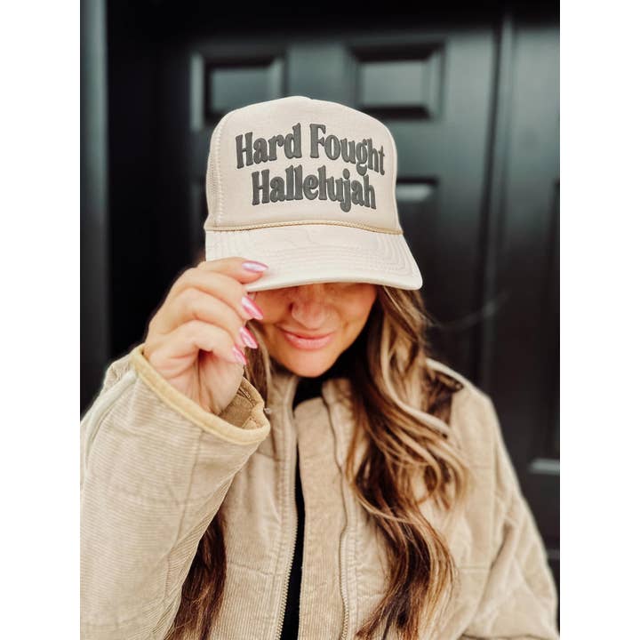 Al + Gray Graphic Tees - Wholesale Trucker Hat - Women's - Hard Fought Hallelujah Trucker Hat