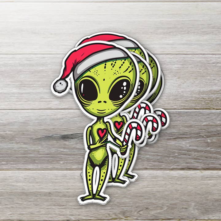 Santa Alien – Vinyl Sticker for wholesale by Ozark Sticker Company
