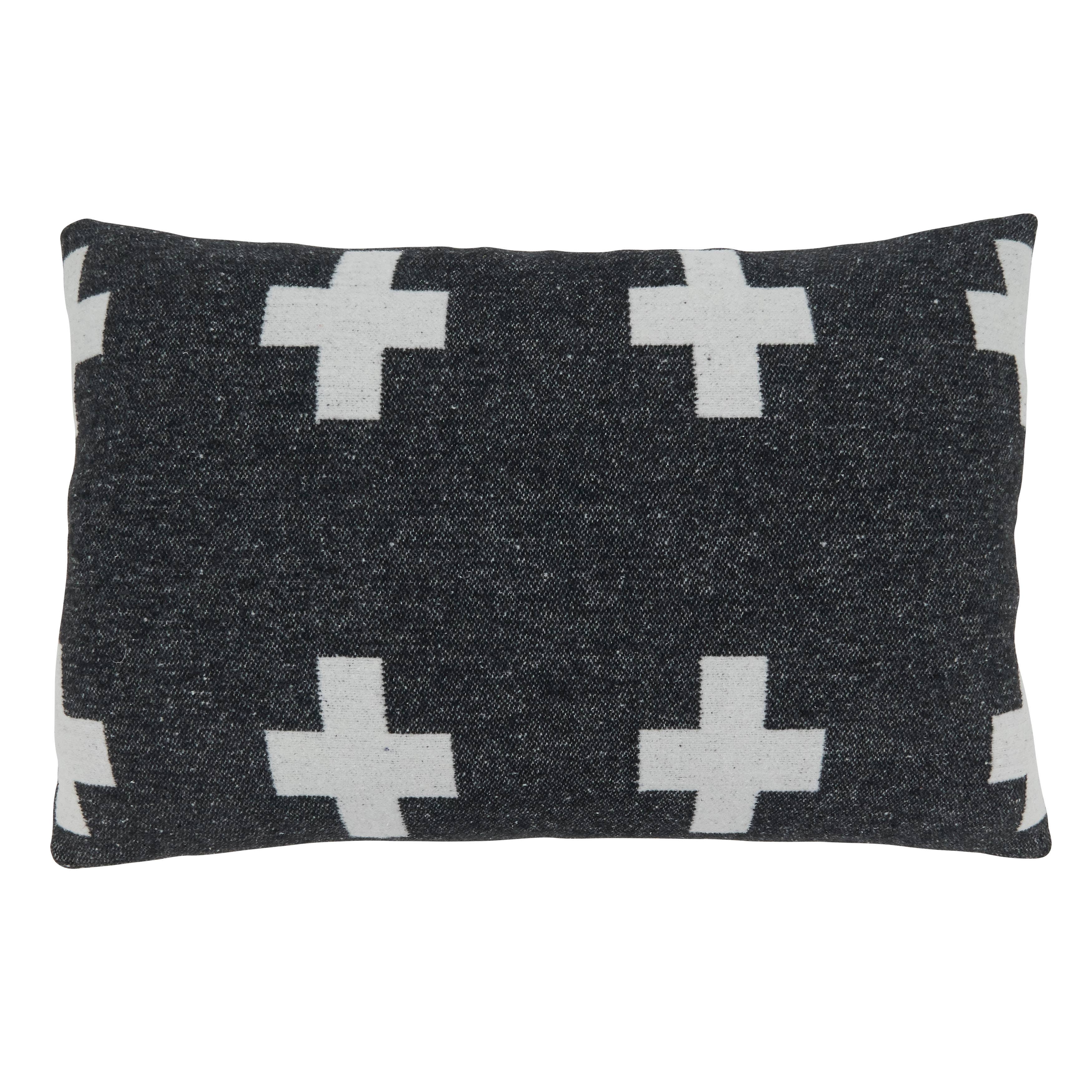Black White Reversible Throw Pillow With Plus Sign Design for wholesale on Faire0