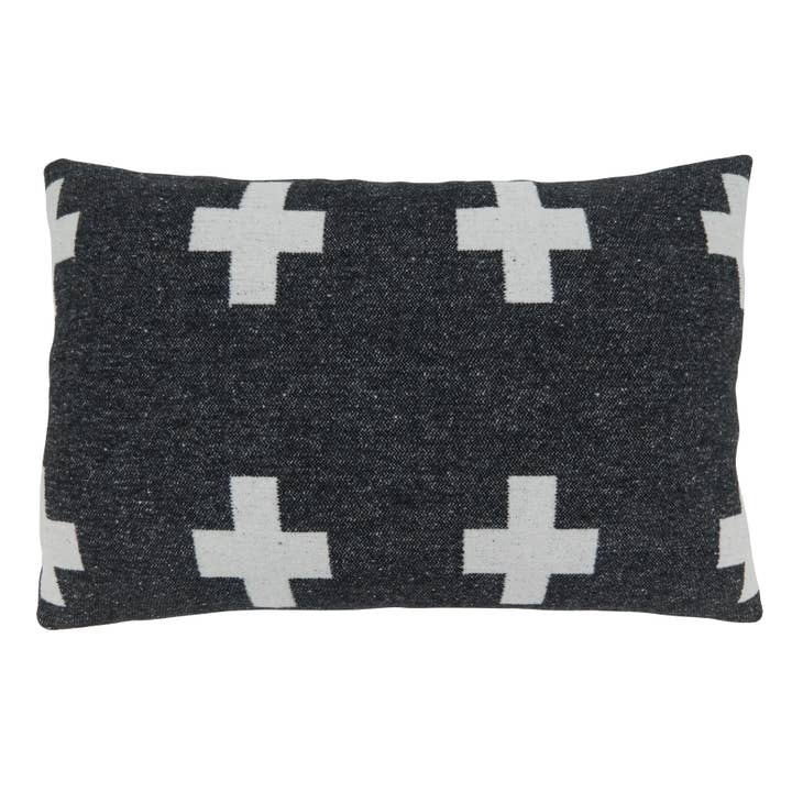Black White Reversible Throw Pillow With Plus Sign Design for wholesale on Faire