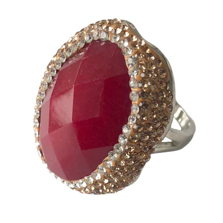 Anillo de declaración con gema y cubic. para venta al por mayor de Colour Addict Jewellery