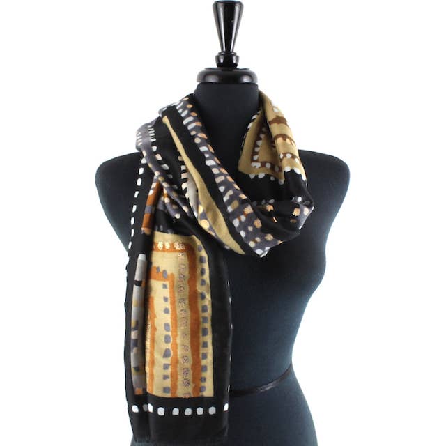 Pretty Persuasions - Wholesale Scarf - Women's - S24097 Incan Maze Scarf w/Gold Metallic