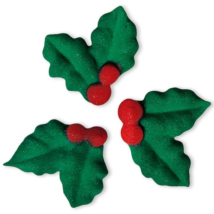 Summitbaking - Wholesale Cake/Cupcake Topper - Mini Holly Leaf Royal Icing Decorations