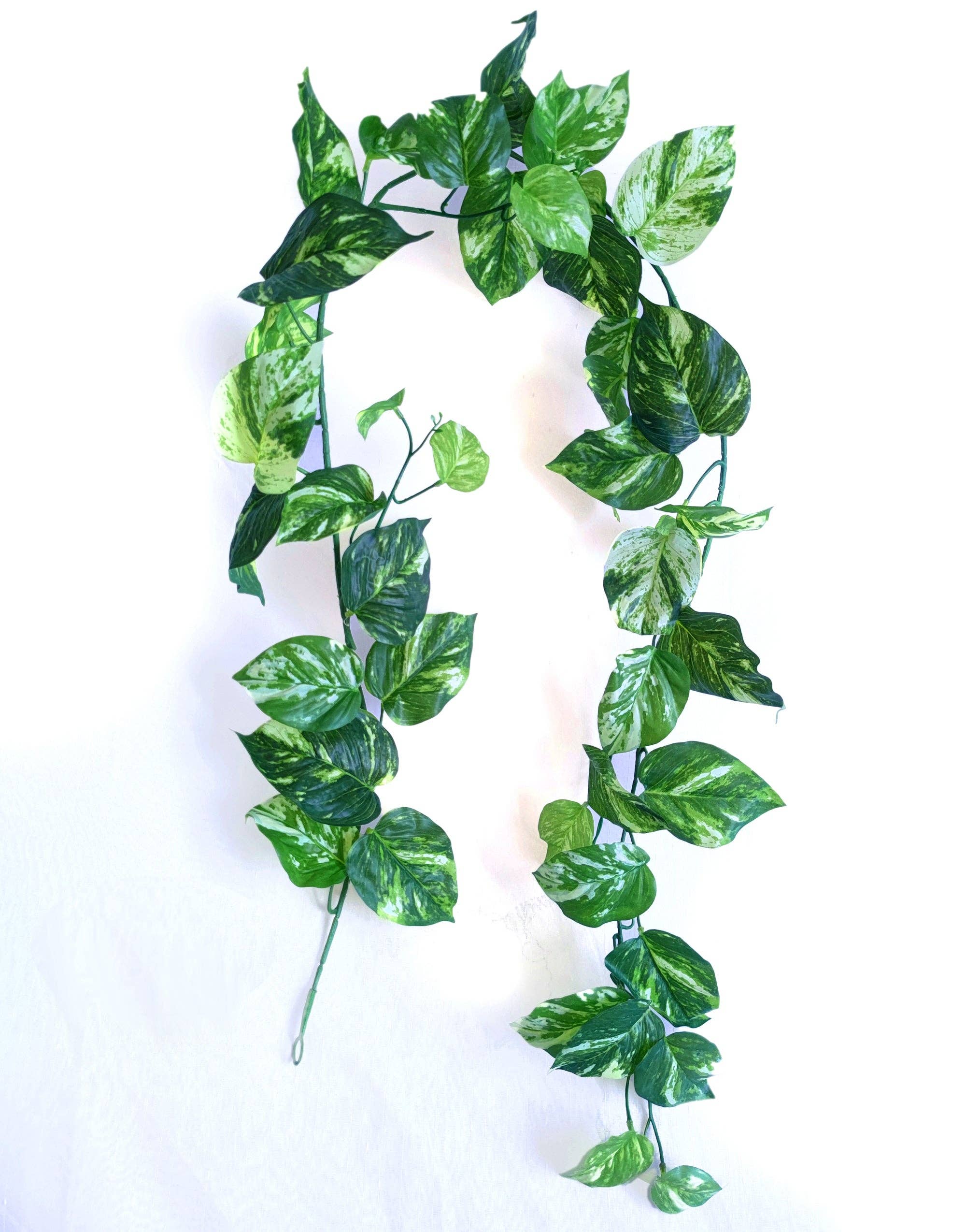 ES Essentials - Wholesale Bunting/Garland - Pothos Leaf Real Touch Garland 66" Marble