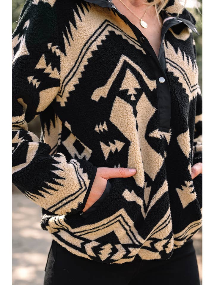 PRETTY BASH - Wholesale Sweatshirt - Women's - Western Aztec Fleece Half Zip Sweatshirt4
