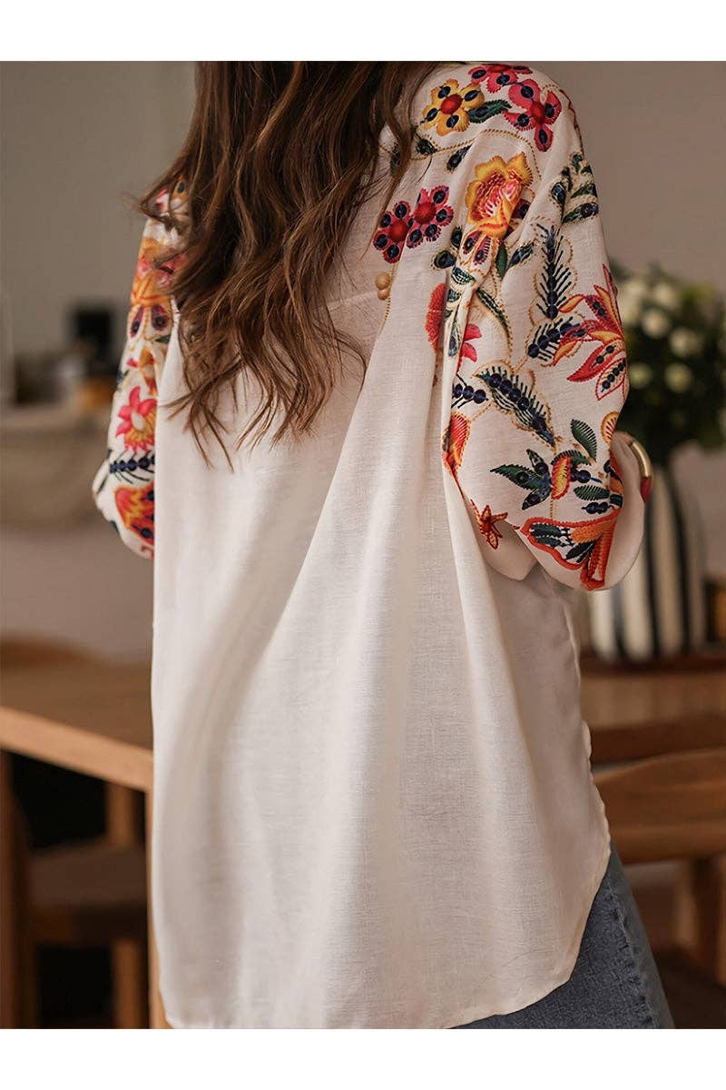 WHITE Floral Button-Front Shirt for wholesale on Faire1