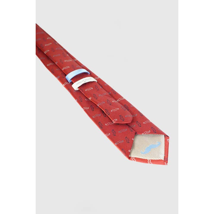 red Wide Men's Tie Satin Finish 7cm - Bicolor Mustaches for wholesale on Faire1