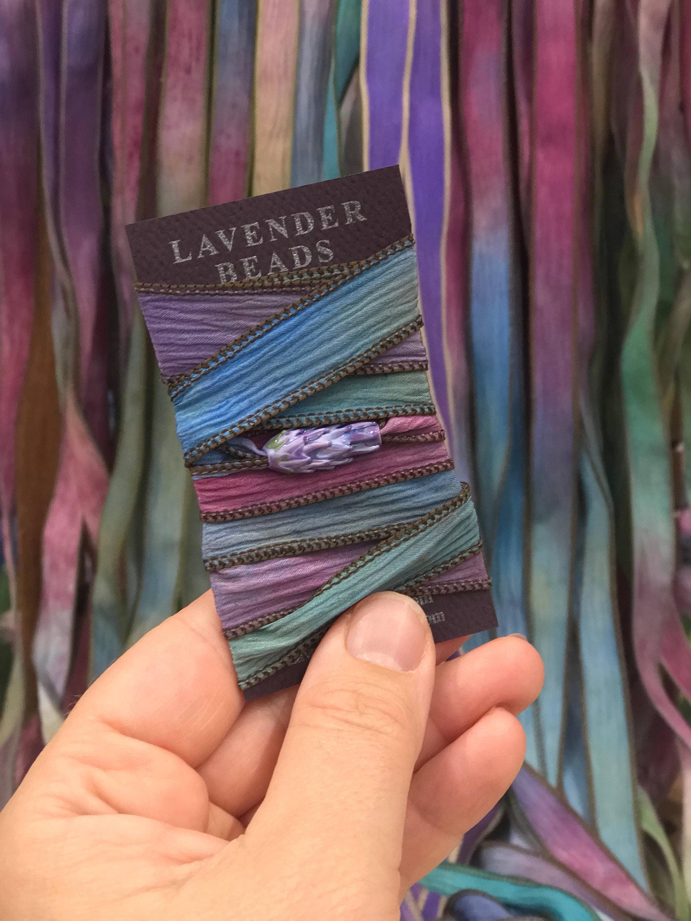 Lavender Beads - Wholesale Woven/Braided Bracelet - Lavender Wrap Bracelet, Purple Glass Flower, Adjustable Silk6