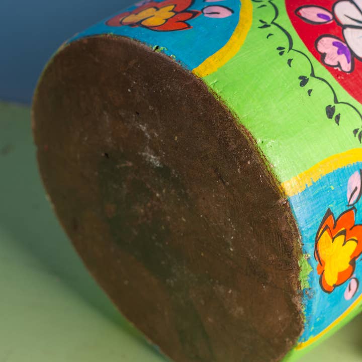 Ian Snow Ltd - Wholesale Vase - Vintage Hand Painted Medium Wooden Pot (Re-worked) - 224