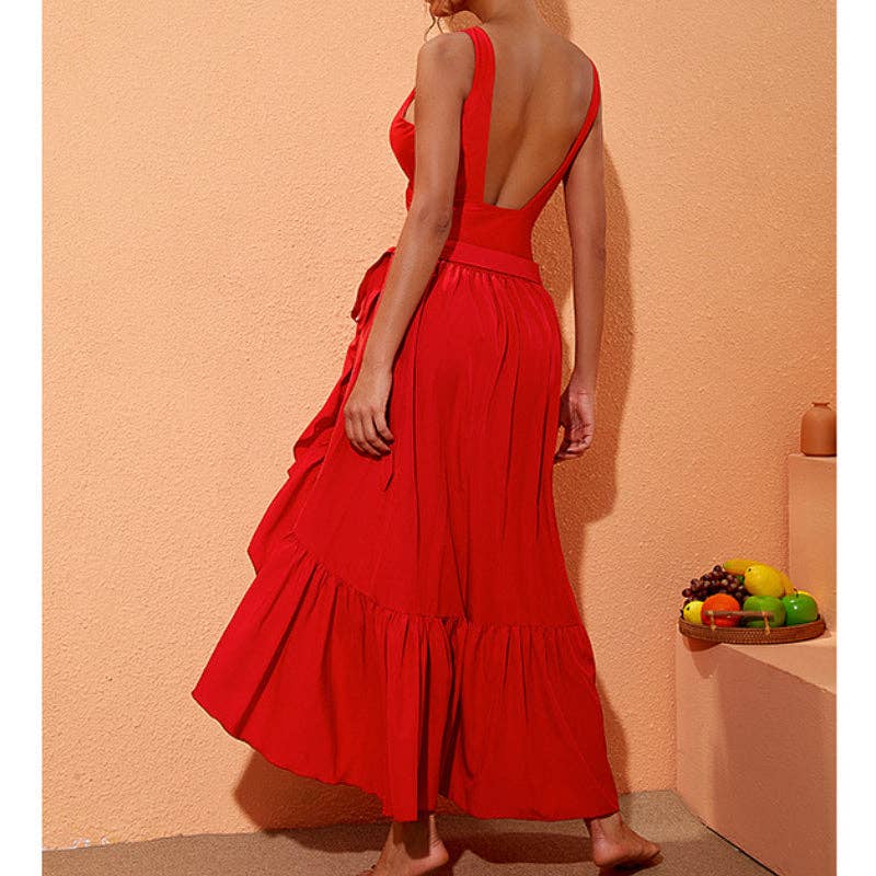 Sweetkama – wholesale Tvådelad baddräkt - Dam – Enfärgad röd ros badkläder i ett stycke Y2858