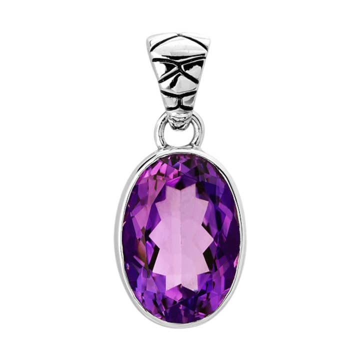 Sterling Silver & Amethyst Pendant — Kulit Ular Collection for wholesale by Kamaron Bali