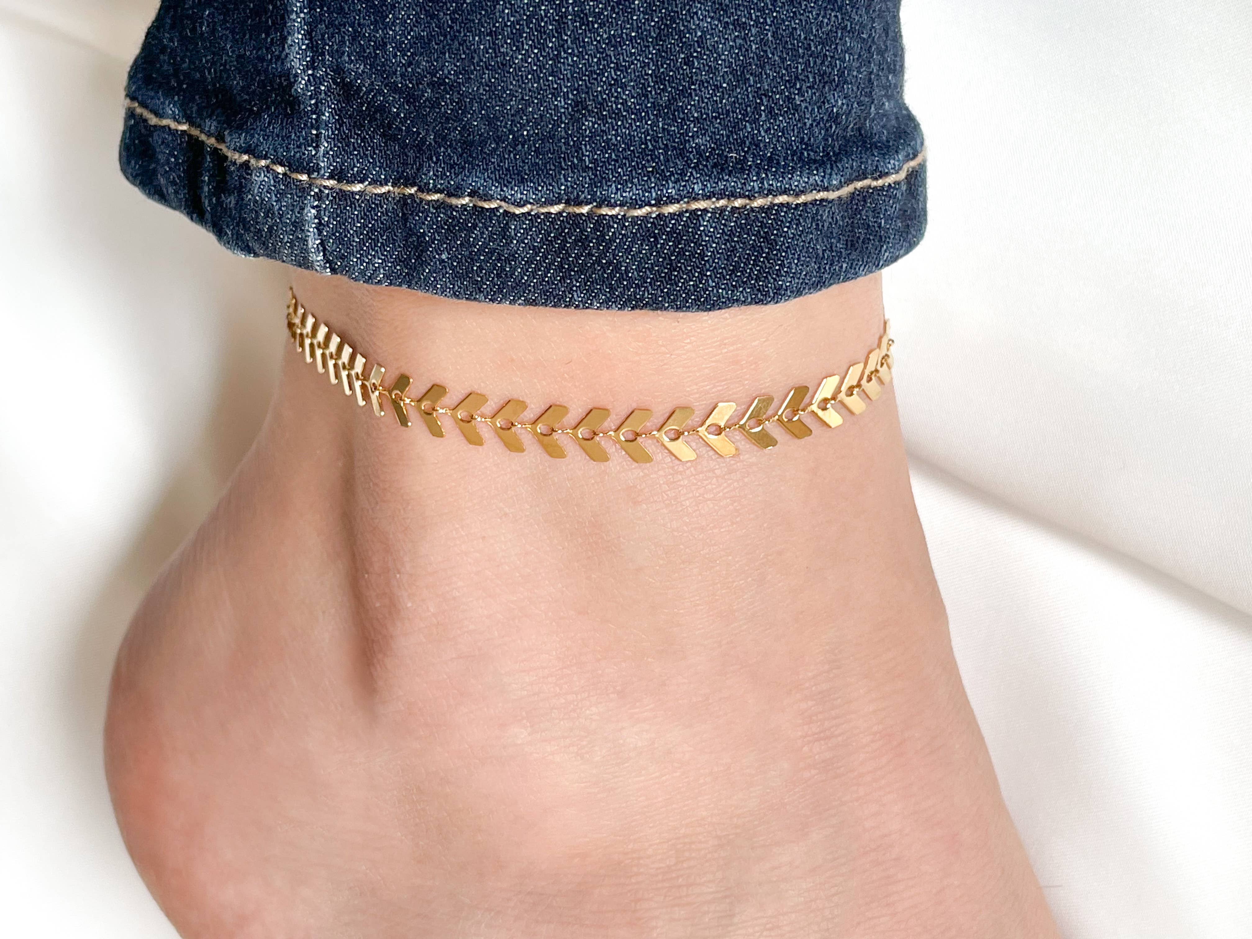 Wholesale Chevron Chain Anklet Gold Chevron Ankle Bracelet for