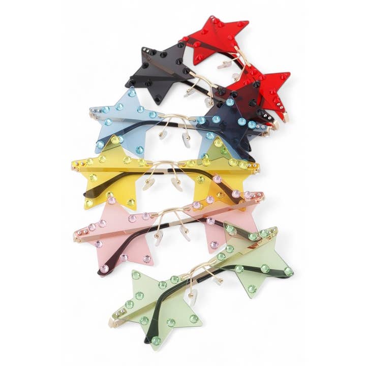 Rhinestone Rimless Star Sunglasses Set for wholesale by LA Jewelry Plaza