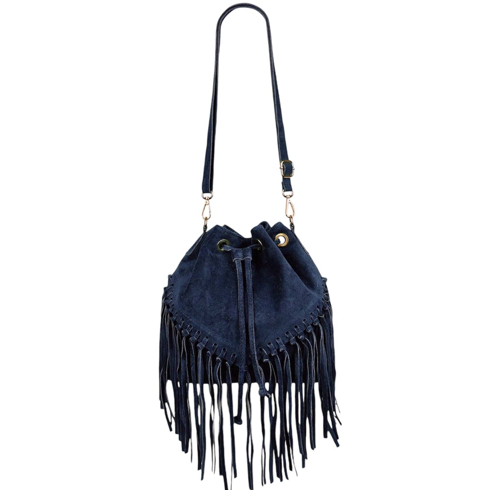 MODARNO - Vente Sac porté épaule – femme - Sac en daim Modarno à franges 26x13x26 cm9