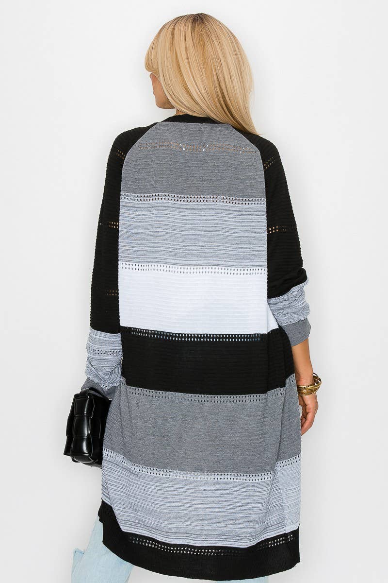 Cezele – wholesale Cardigan – Women’s – Color block Long Sleeve Cardigan3