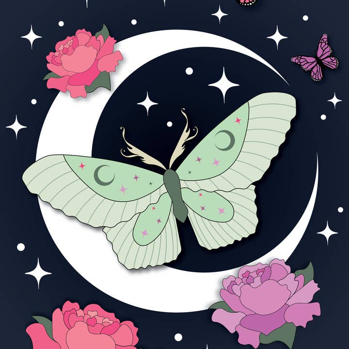 Happy Cow Lawn Decor - Wholesale Outdoor Ornament/Decor - Luna Moth Garden Flag
