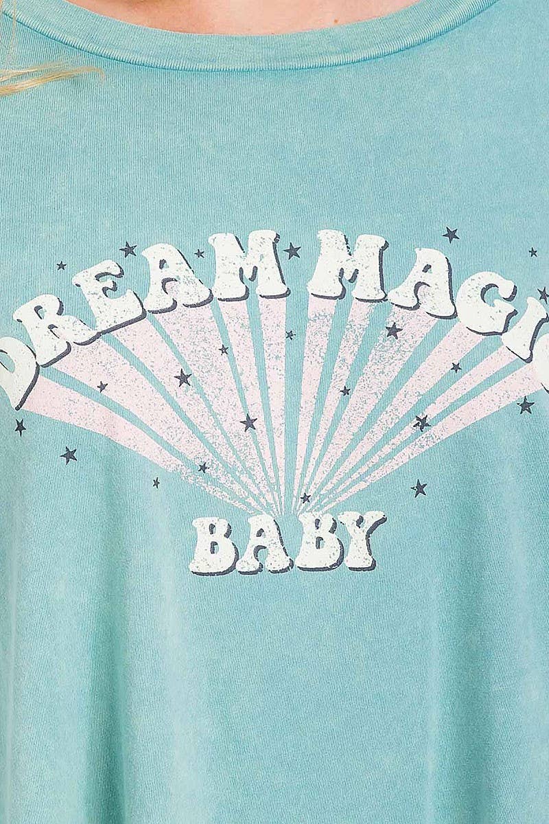 ROUSSEAU - Wholesale Screen Printed T-Shirt - Women's - MINERAL WASHED GRAPHIC PRINT  LOOSE FIT TOP9