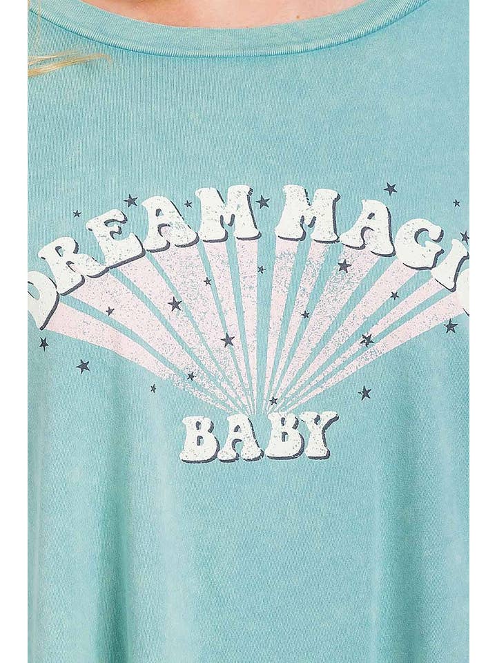 ROUSSEAU - Wholesale Screen Printed T-Shirt - Women's - MINERAL WASHED GRAPHIC PRINT LOOSE FIT TOP9