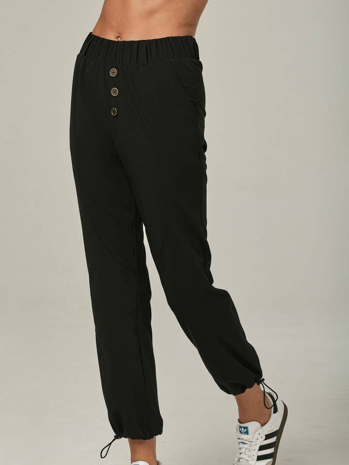 Jogger noir boutonné pour la vente par 925fit