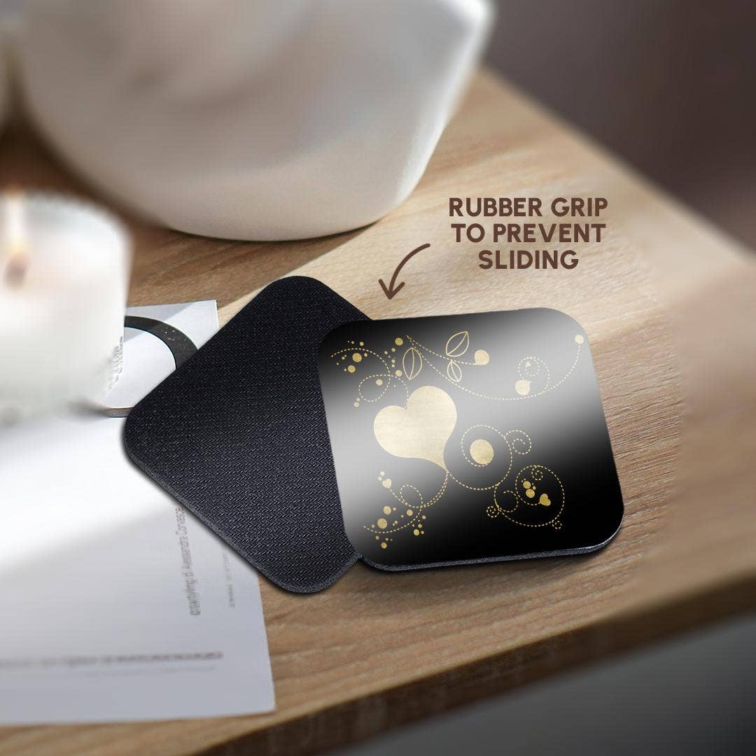 3dRose - Wholesale Coasters - 3dRose, Pretty Image Of Gold Heart and Flourish Illustration, Coaster10