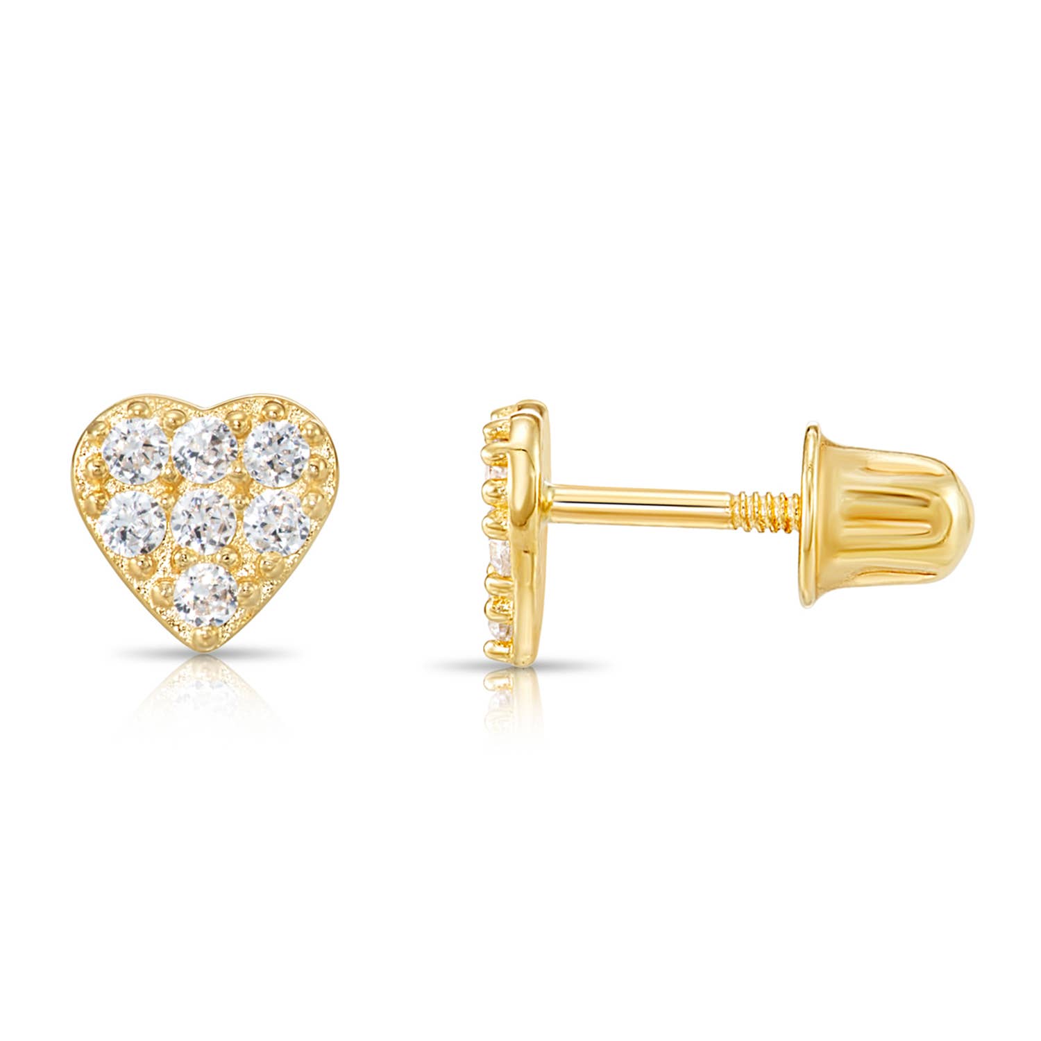 NY Gold & Silver Trading Inc. - Wholesale Stud/Post Earrings - 14K Solid Yellow Gold Square CZ Stud Earrings - Screw-Back1