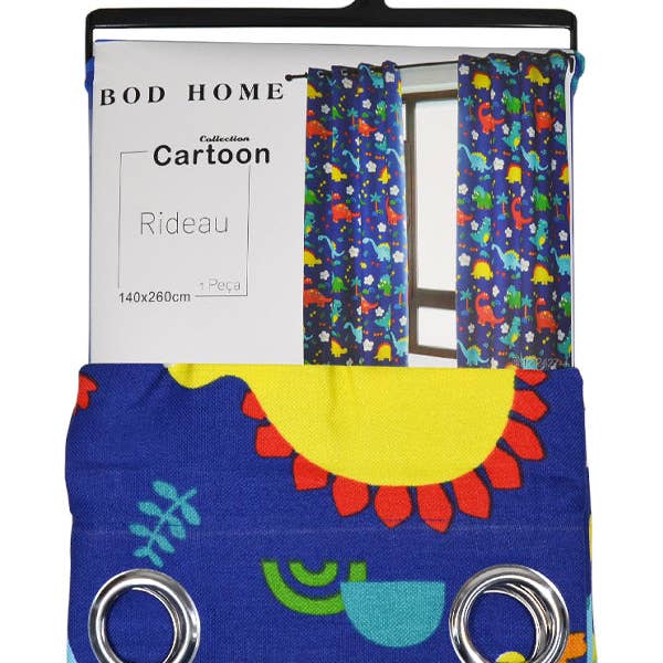 BOD HOME – wholesale Gardin – MÖRKLÄGGNINGSGARDIN MED TECKNAT TRYCK - BLÅ DINOSAURIE 140*260cm6