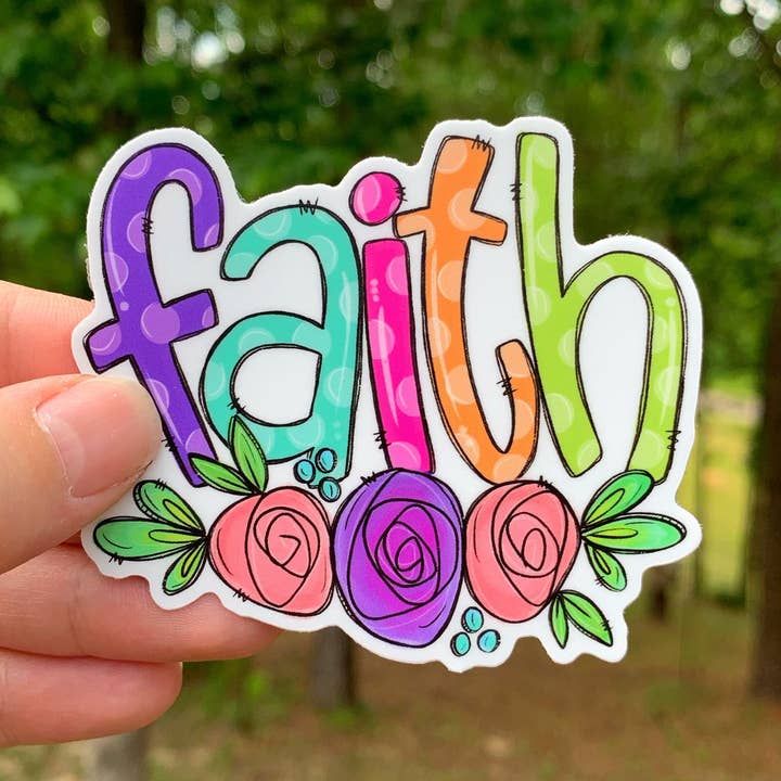 Faith Floral Sticker for wholesale by Painted Skies