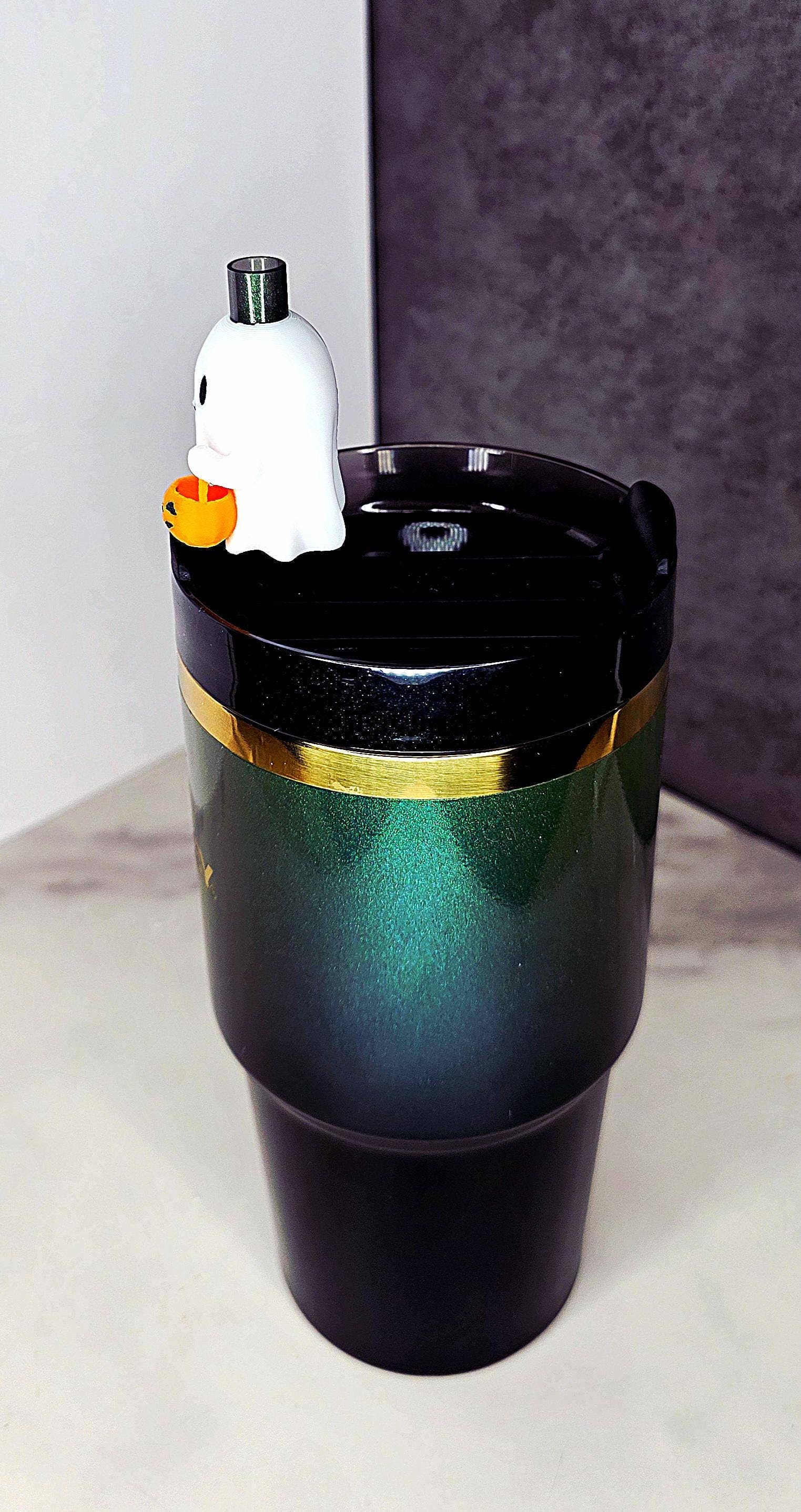 Agape Designs 3D - Wholesale Drinking Straw - Trick or Treat Ghost Straw Topper Charm For Tumblers1