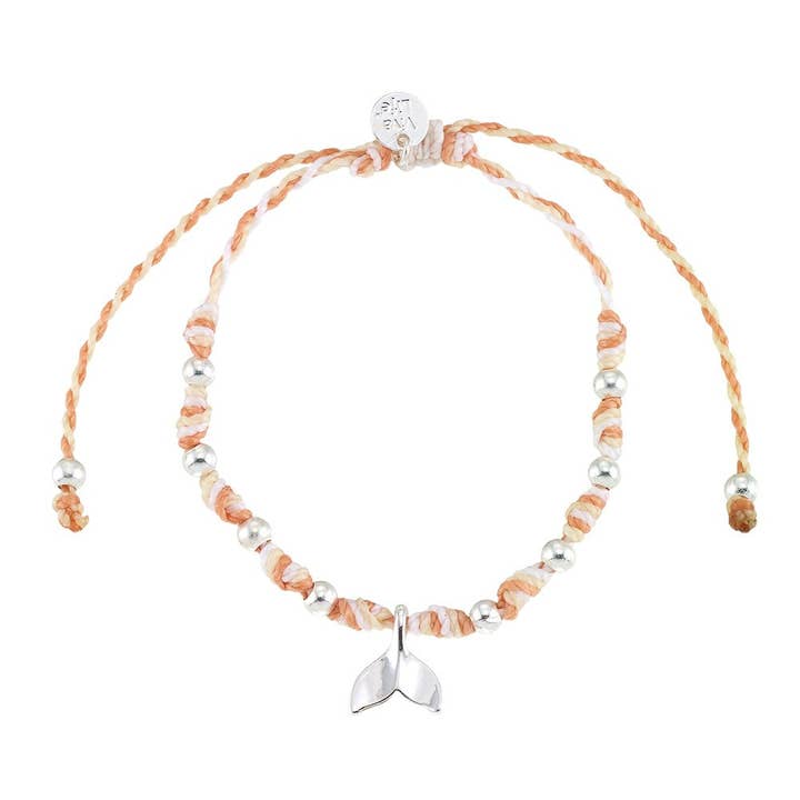 BR Metal Charm Whale Tail on Knotted Wax Cord -12 for wholesale by World End Imports Jewelry & Gifts