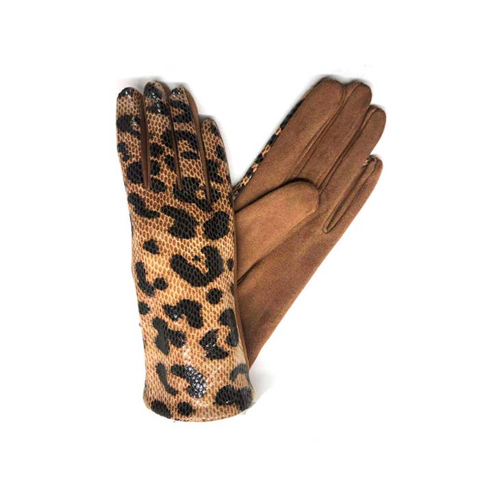 Ole - Wholesale Gloves - Women's - Leopard Printed Suede Gloves